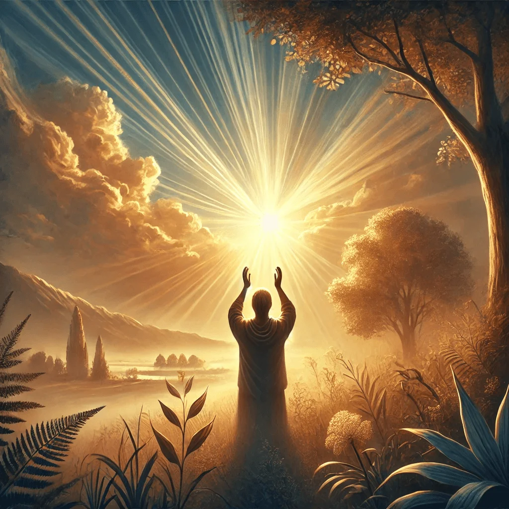 دعا شکرگزاری با دستان بلند به آسمان